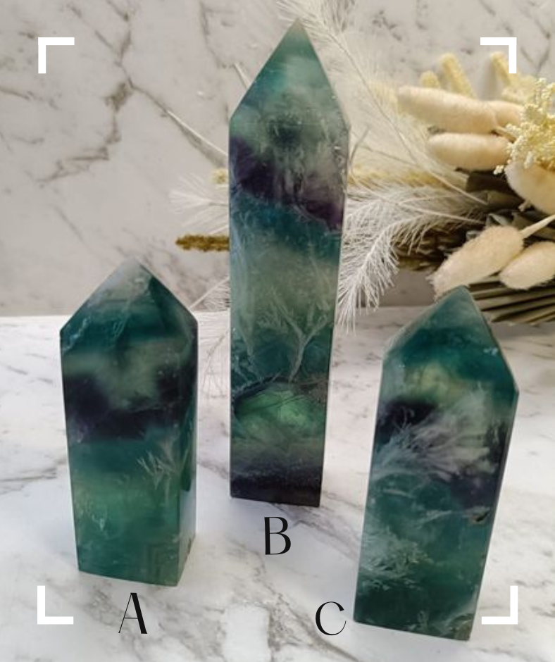 Feather Fluorite Crystal Tower