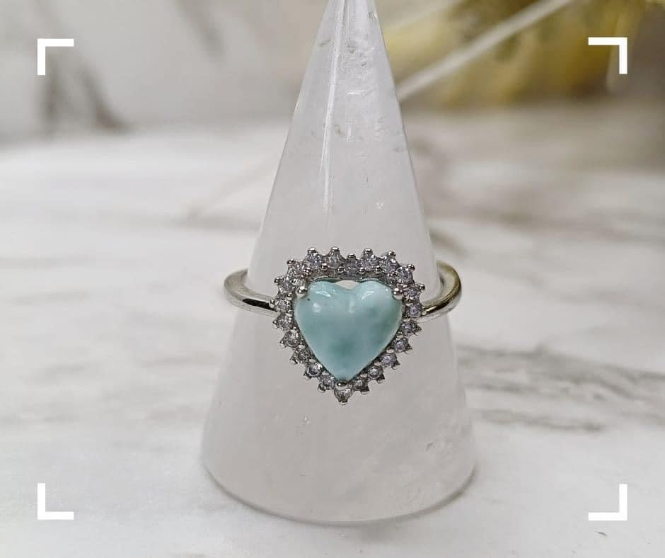Larimar Heart Crystal Ring