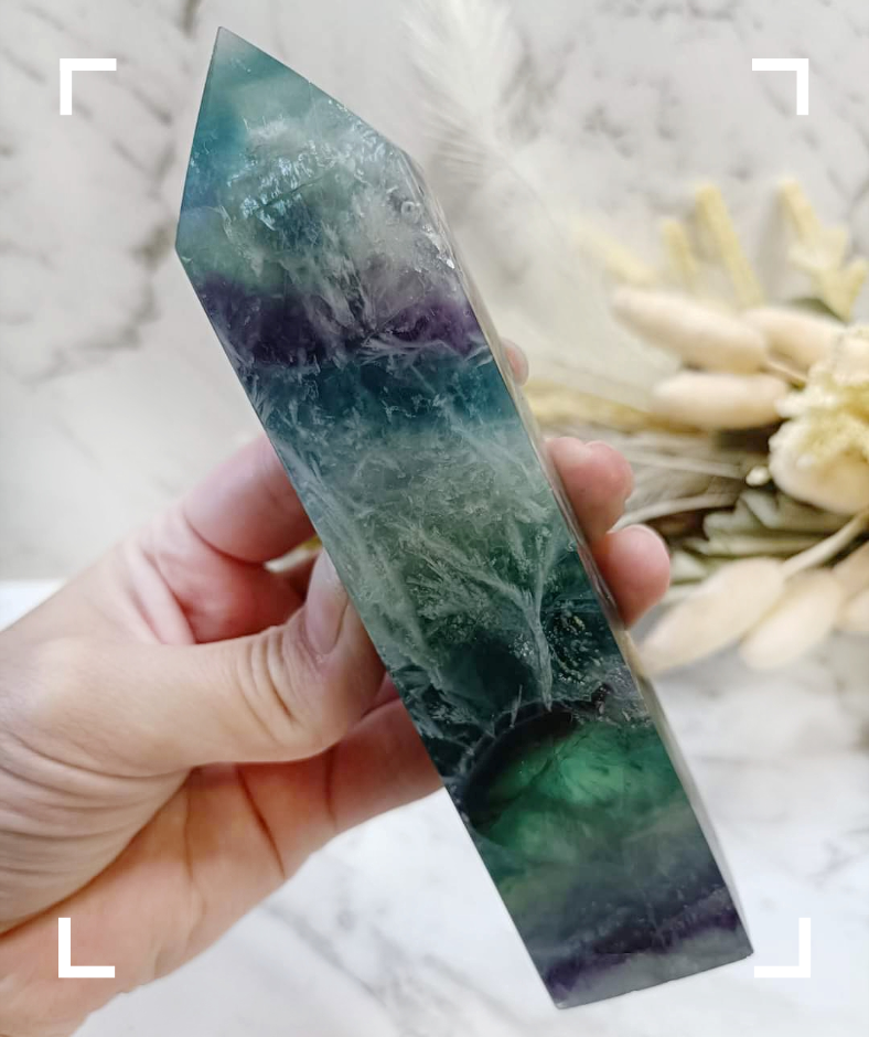 Feather Fluorite Crystal Tower