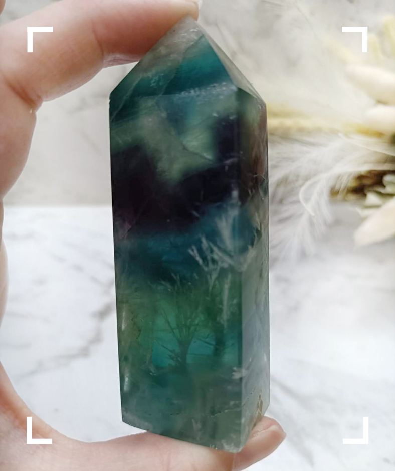 Feather Fluorite Crystal Tower