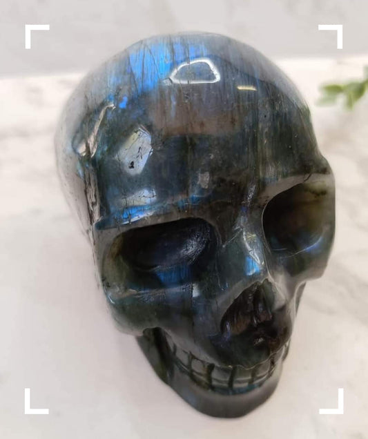 Labradorite Skull Crystal Carving