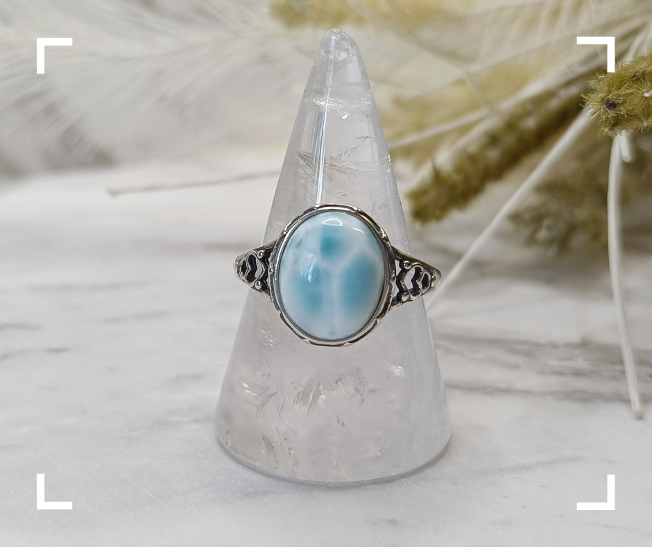 Larimar Circular Crystal Ring