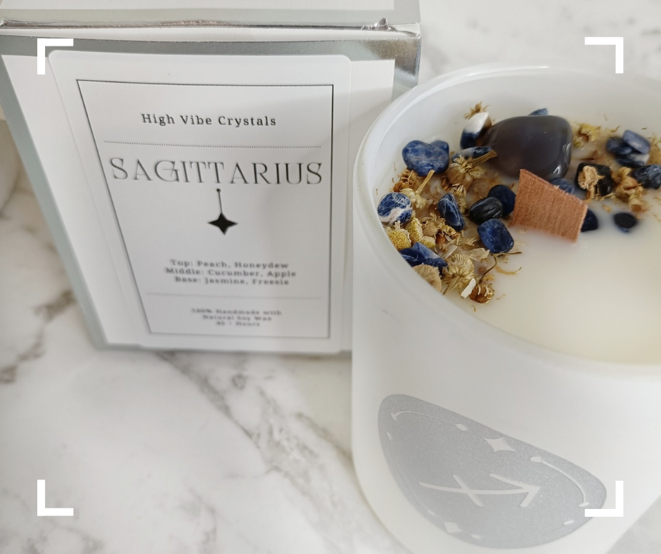 Sagittarius Crystal Candle