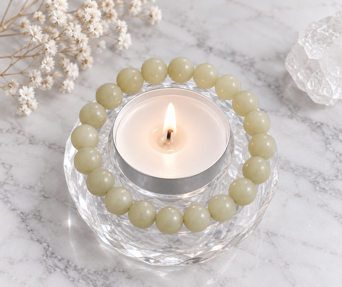 Med Yellow Jade Crystal Bracelet