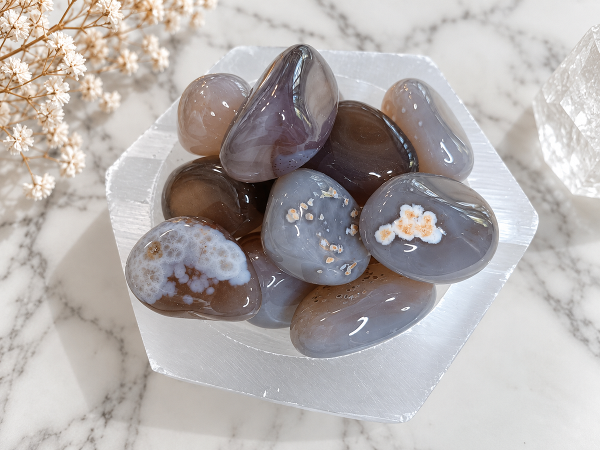 Grey Agate Crystal Tumble
