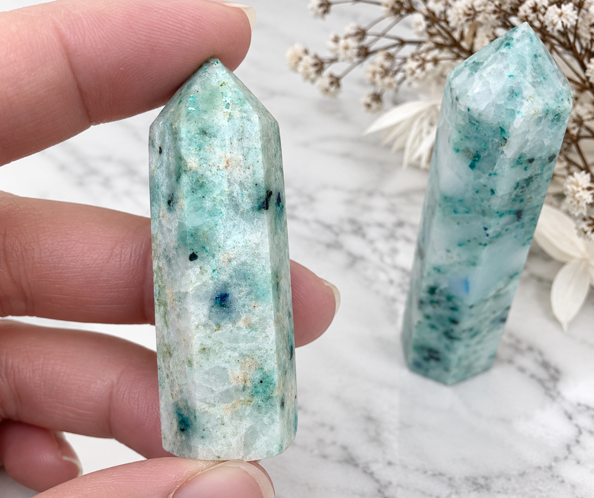 Fynchenite Chrysocolla Crystal Point