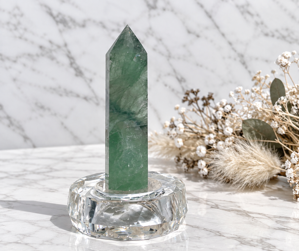 Green Fluorite Crystal Tower