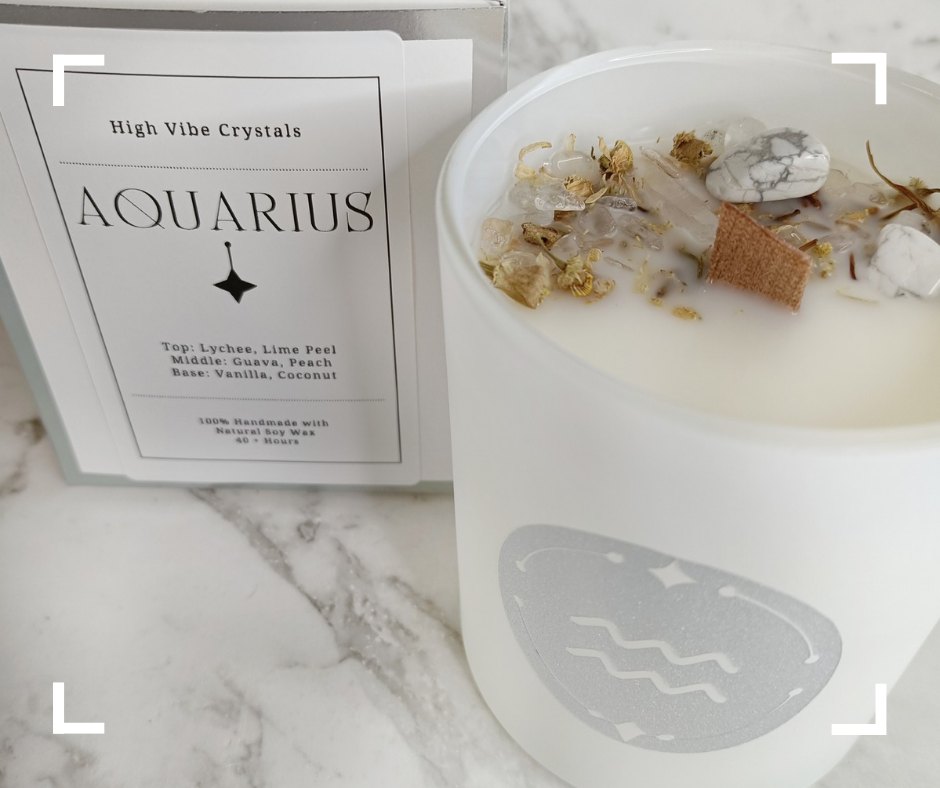 Aquarius Crystal Candle