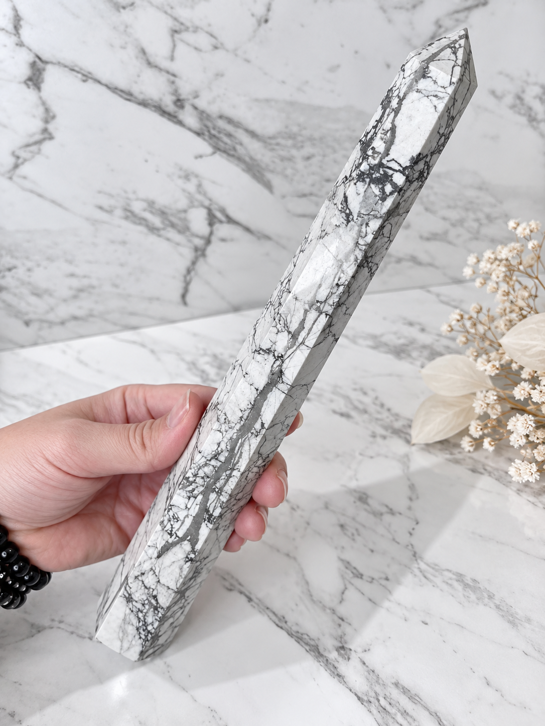 Howlite Crystal Obelisk