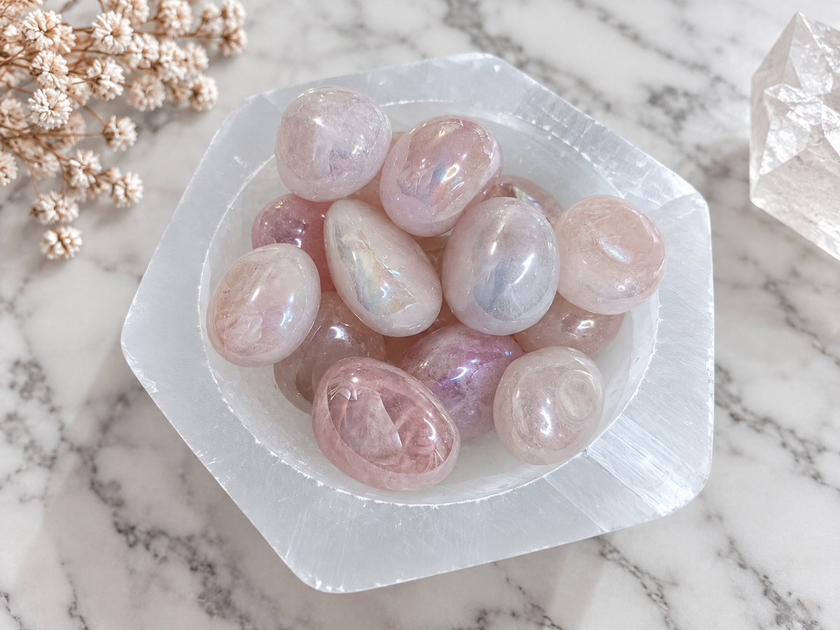 Aura Rose Quartz Crystal Tumble