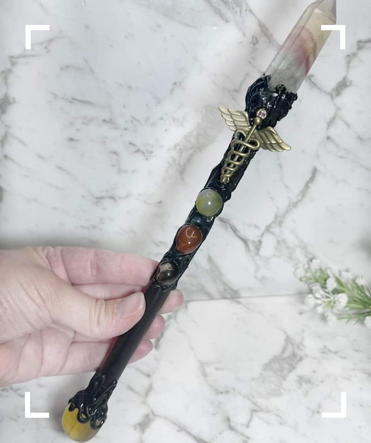 Fluorite Caduceus Wand
