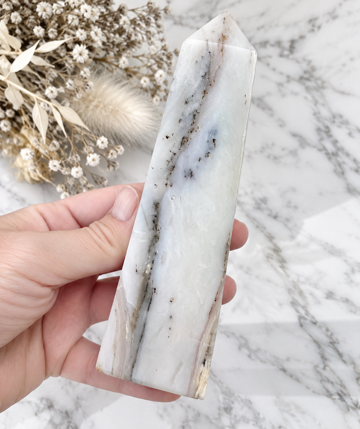 Peruvian Pink Opal Crystal Obelisk