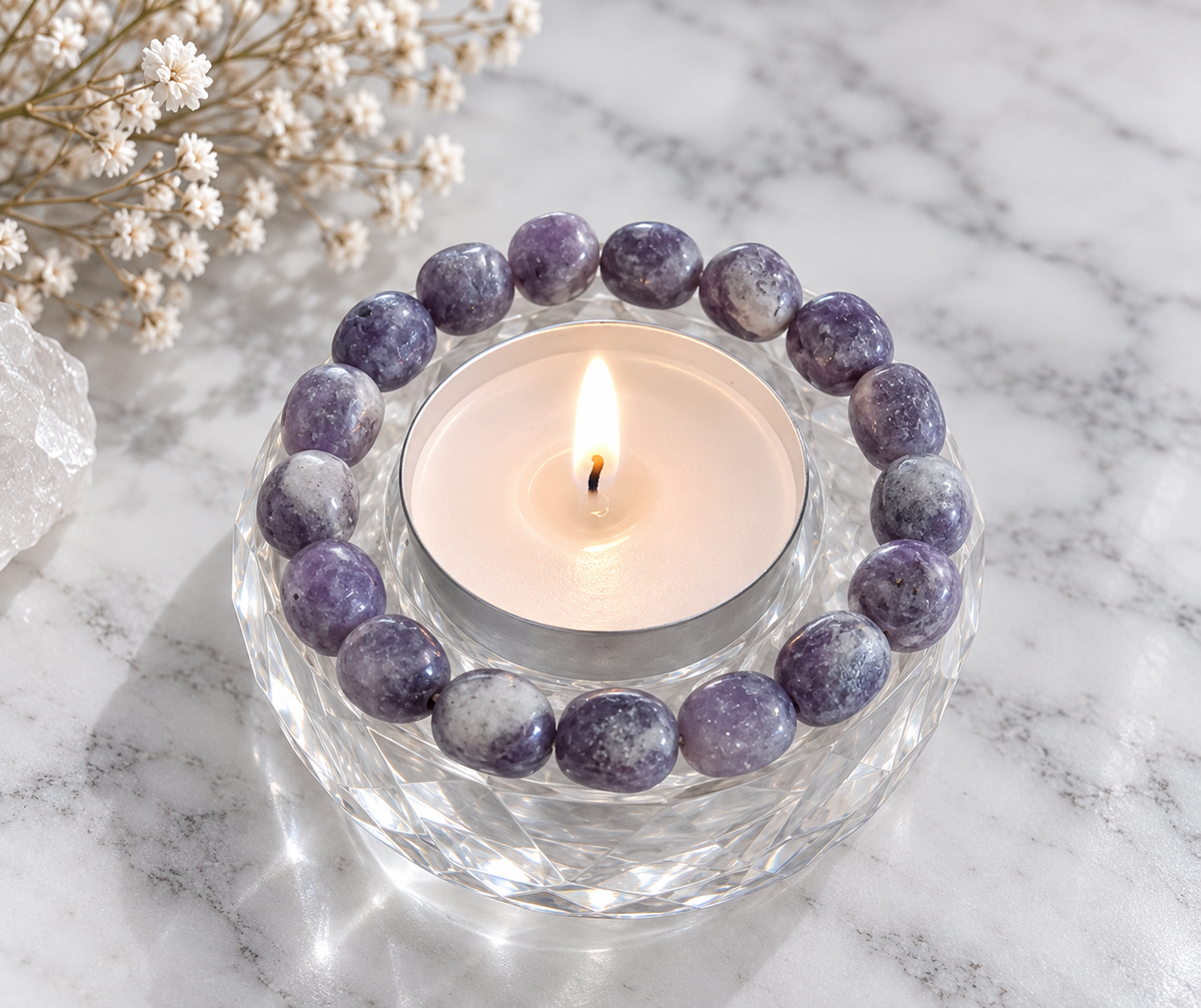 Lrg Lepidolite Crystal Bracelet