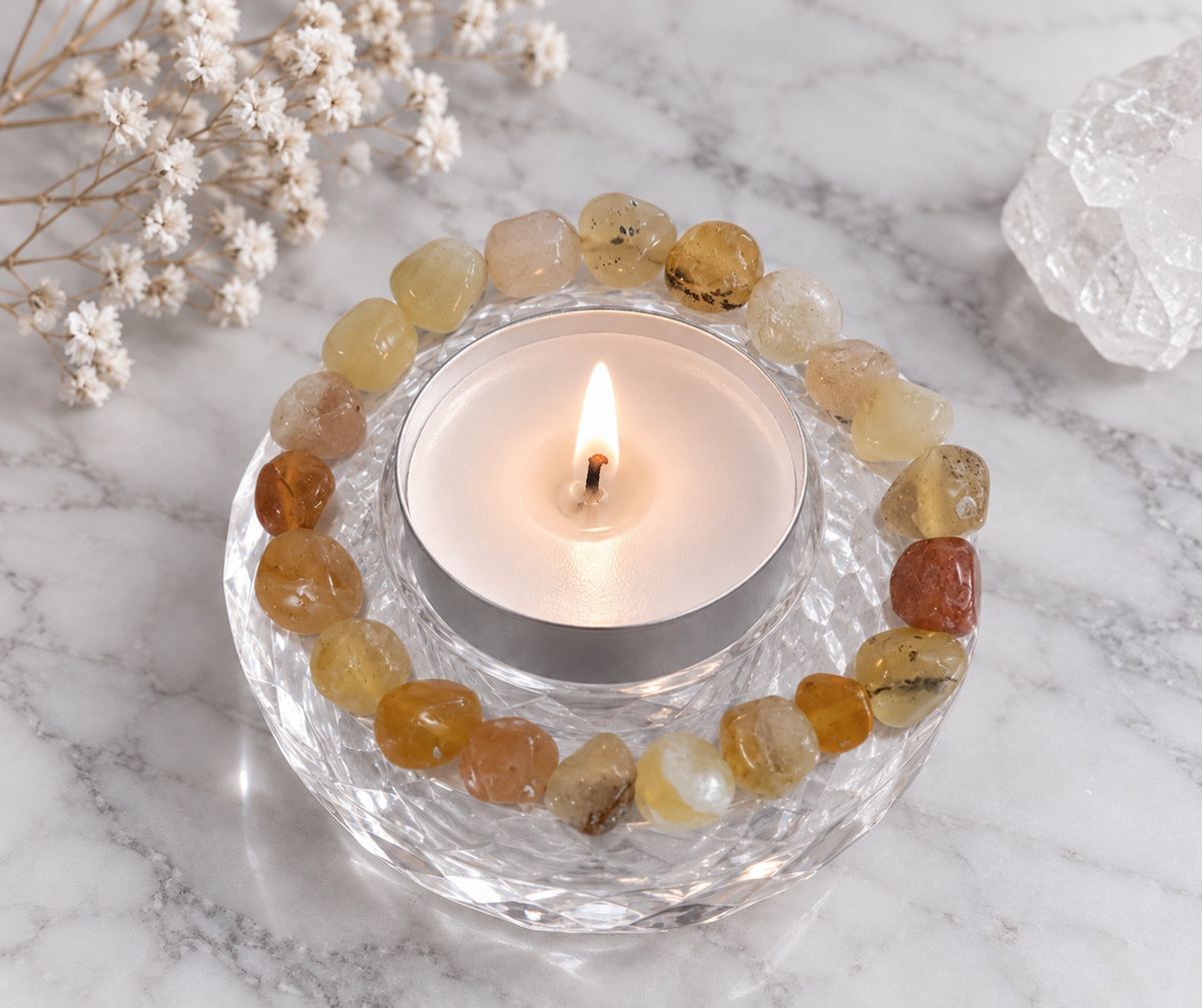 Med Mixed Bead Citrine Crystal Bracelet