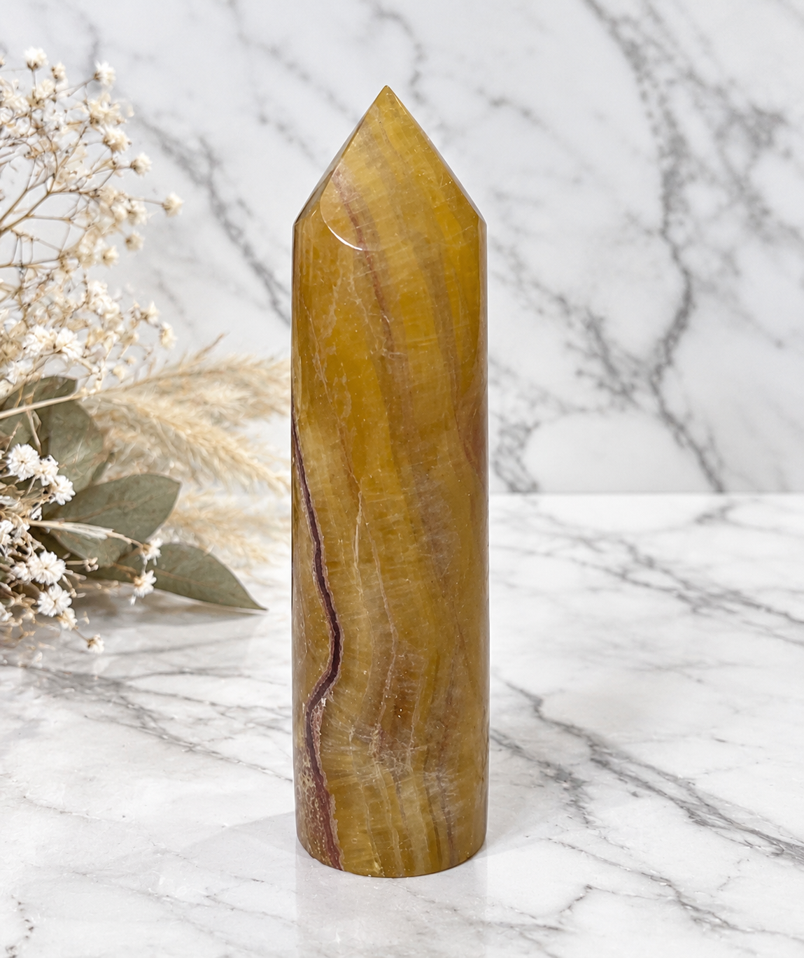 Golden Fluorite Rounded Crystal Tower