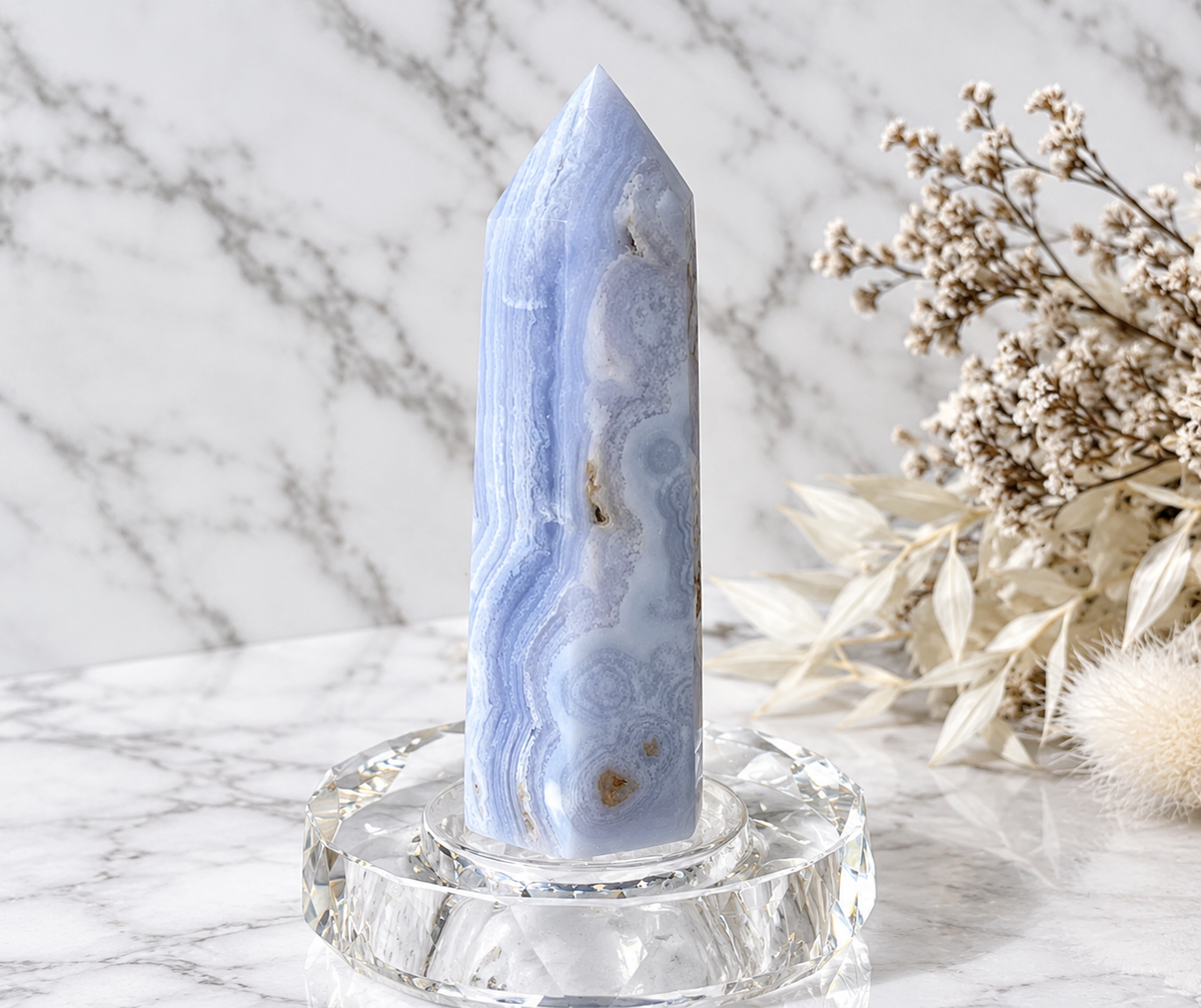 Blue Lace Agate Crystal Tower
