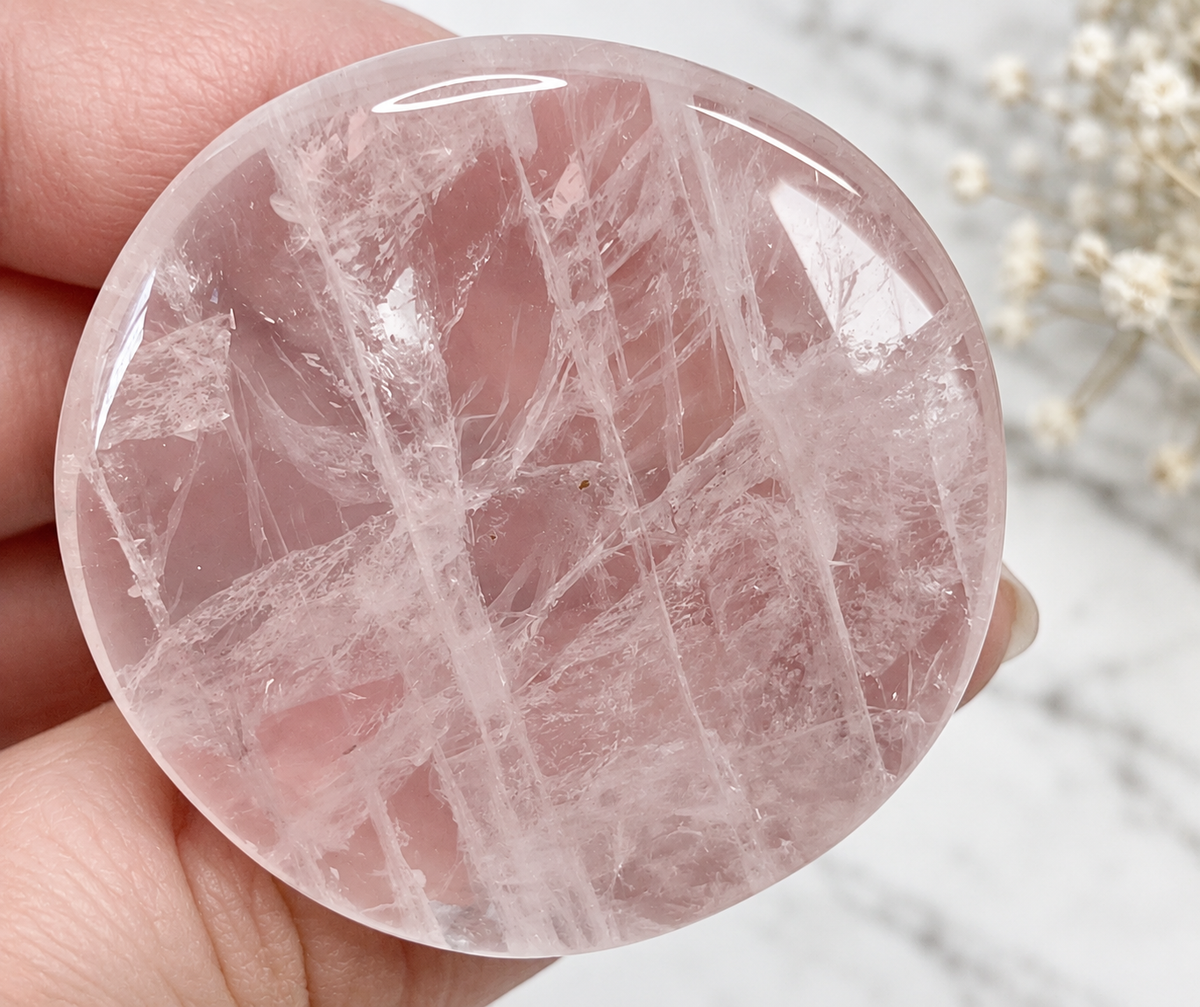 Rose Quartz Crystal Palm Stone