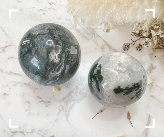 Druzy Moss Agate Crystal Sphere
