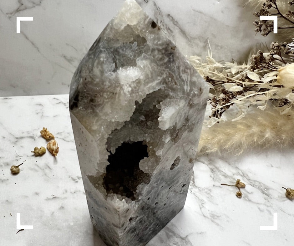Druzy Quartz & Agate Crystal Tower