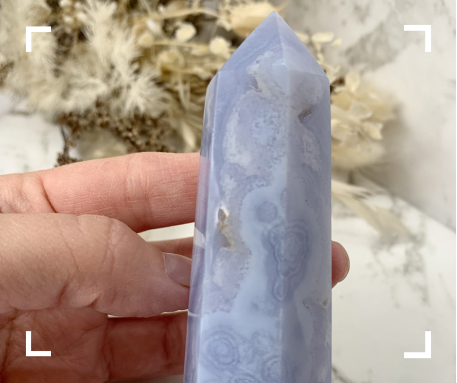 Blue Lace Agate Crystal Tower