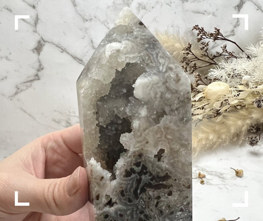 Druzy Quartz & Agate Crystal Tower