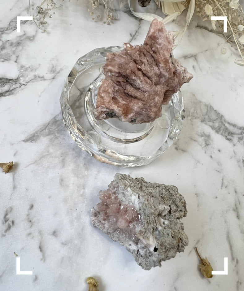 Rare Pink Quartz Raw Crystal Cluster