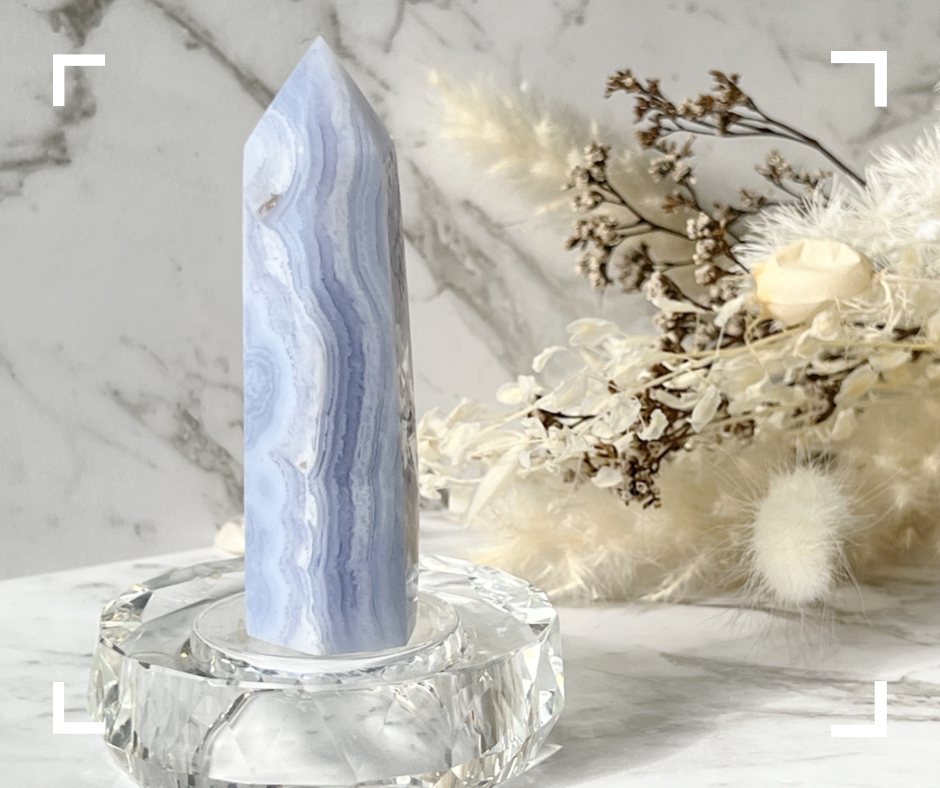 Blue Lace Agate Crystal Tower