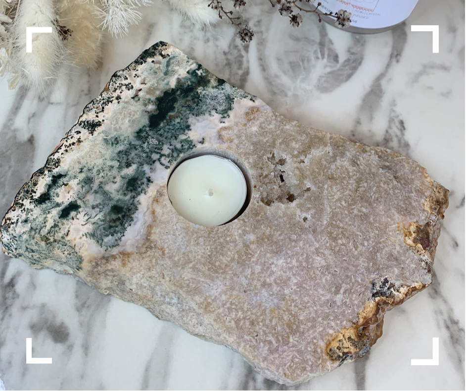 Pink Amethyst Crystal Candle Holder