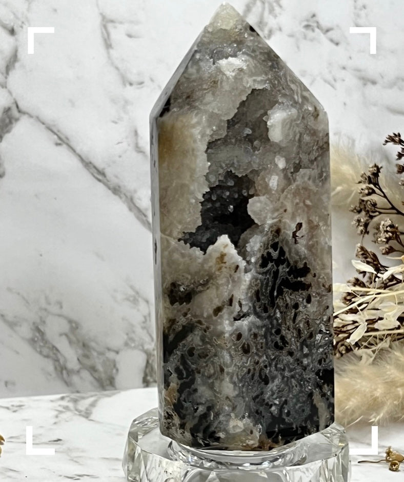 Druzy Quartz & Agate Crystal Tower