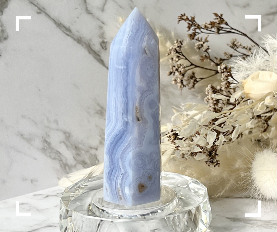 Blue Lace Agate Crystal Tower