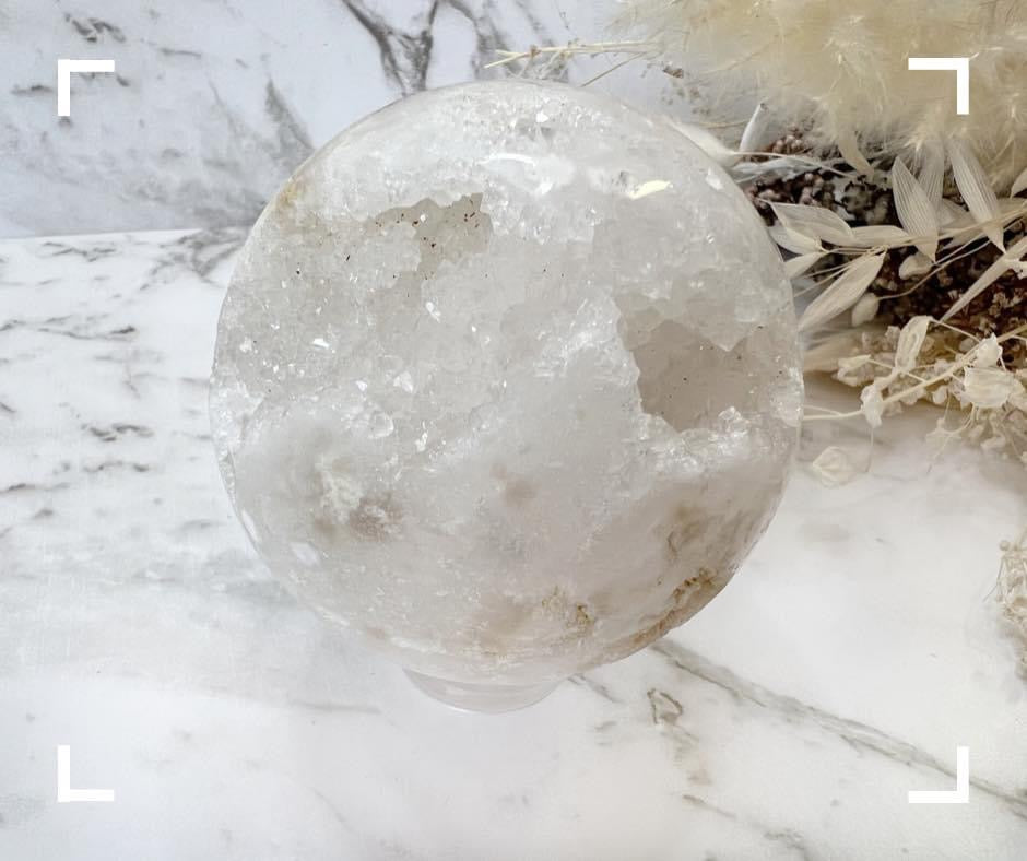 White Calcite Crystal Sphere
