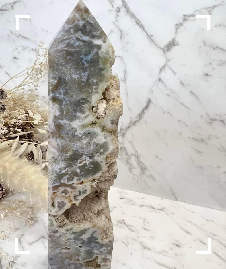 Purple Moss Agate Crystal Tower