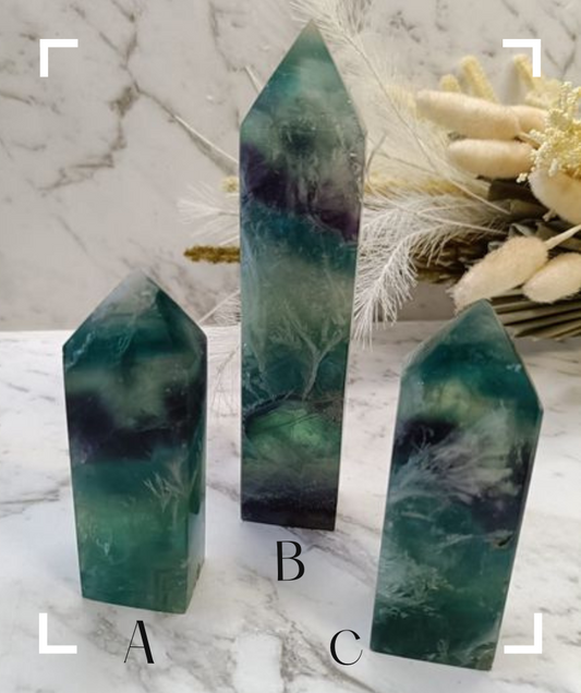 Feather Fluorite Crystal Tower