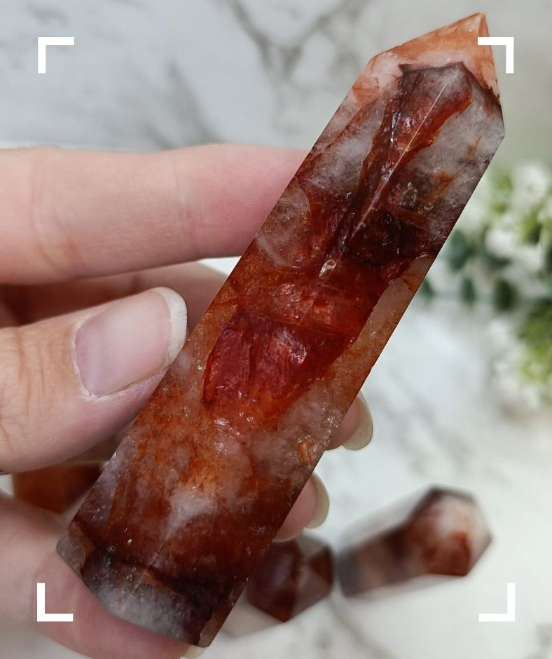 Fire Quartz Crystal Tower (Hematoid Quartz)