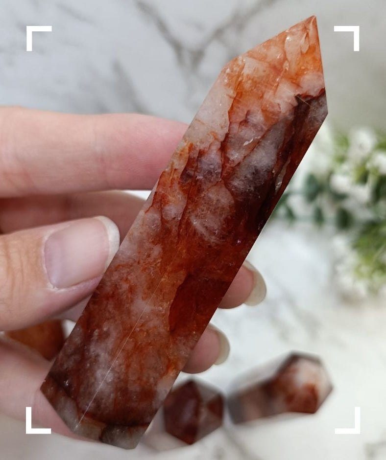 Fire Quartz Crystal Tower (Hematoid Quartz)