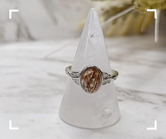 Golden Rutile Circle Crystal Ring 2