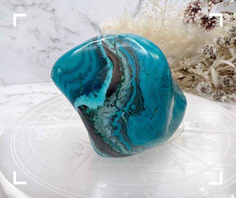 Chrysocolla and Malachite Crystal Freeform