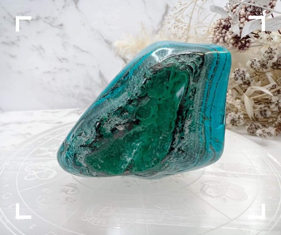 Chrysocolla and Malachite Crystal Freeform