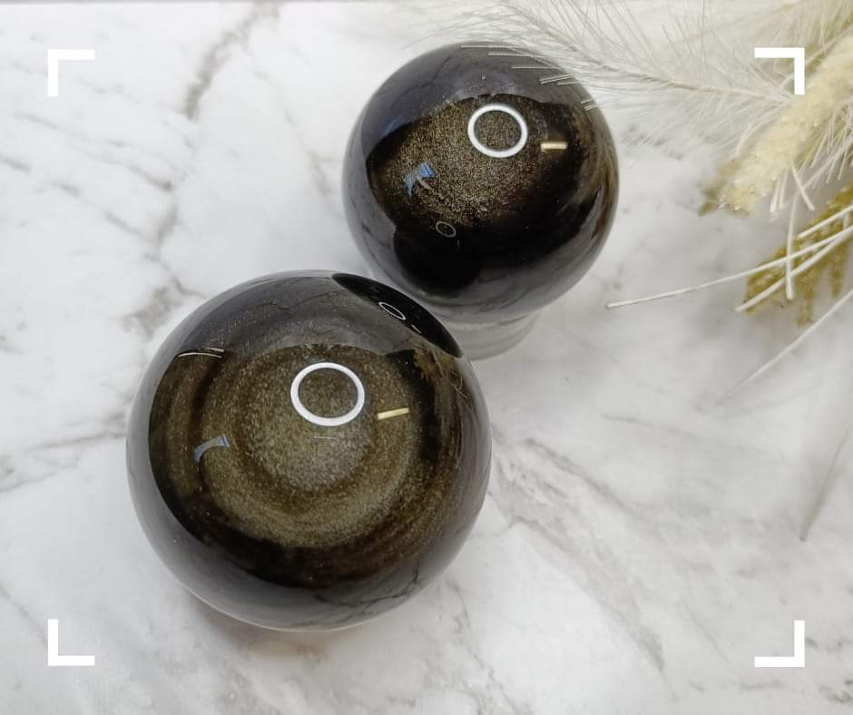 Gold Sheen Obsidian Crystal Sphere