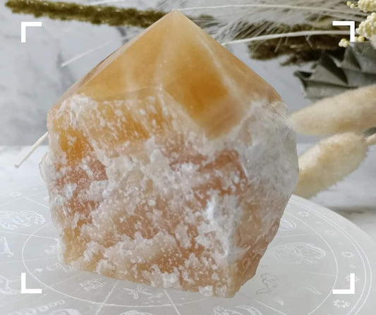 Orange Calcite Crystal Cupcake Rough Point