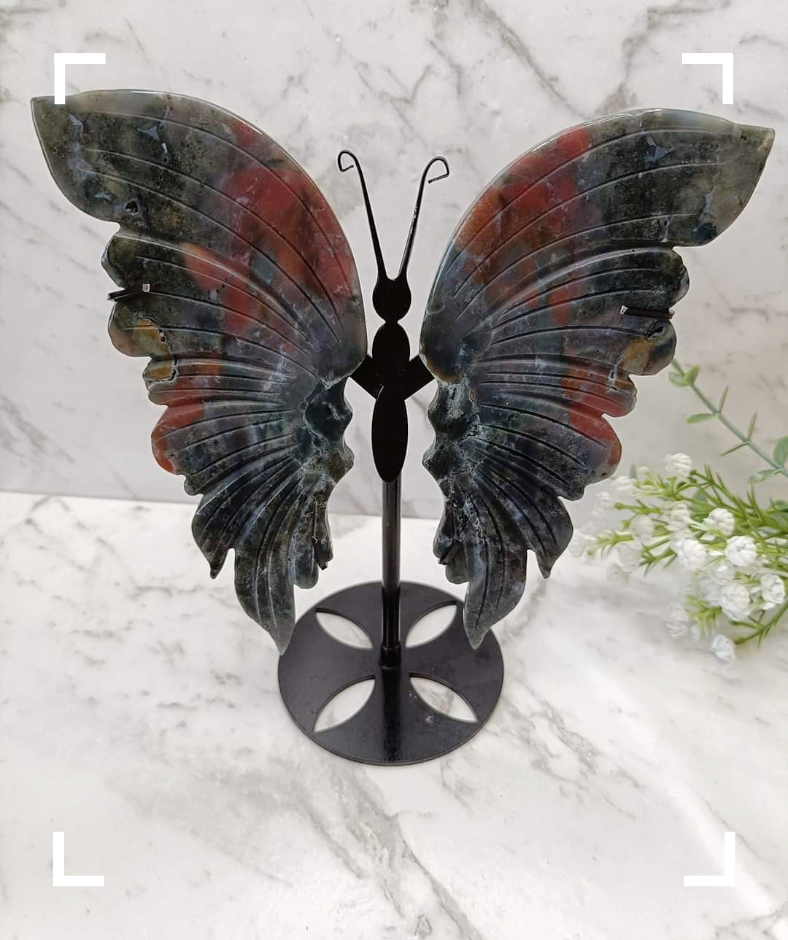 Ocean Jasper Crystal Butterfly With Stand