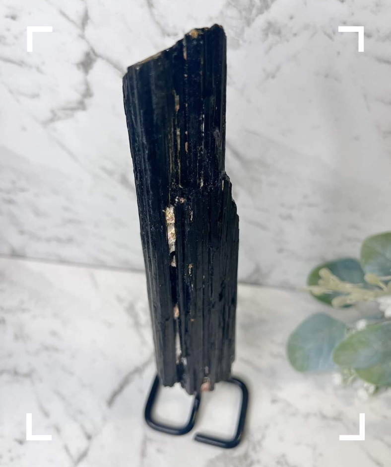 Black Tourmaline Specimen With Stand