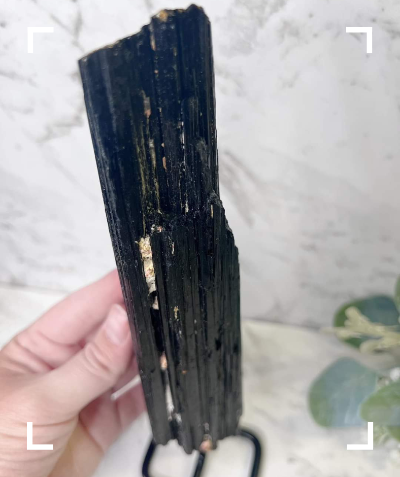 Black Tourmaline Specimen With Stand