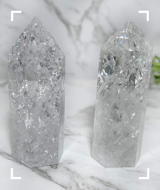 Crackle Clear Quartz Crystal Tower