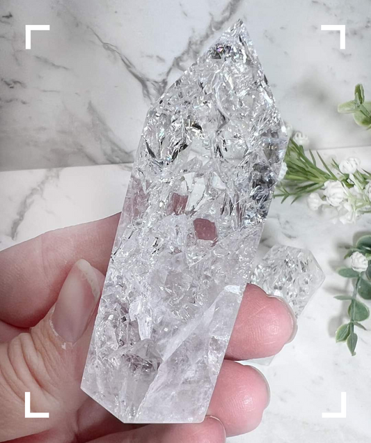 Crackle Clear Quartz Crystal Tower