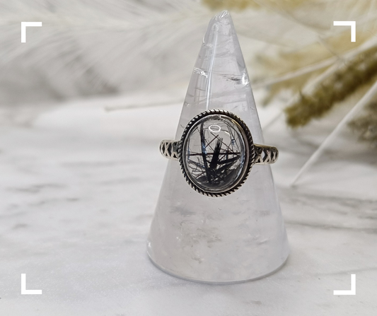 Tourmalinated Quartz Crystal Ring