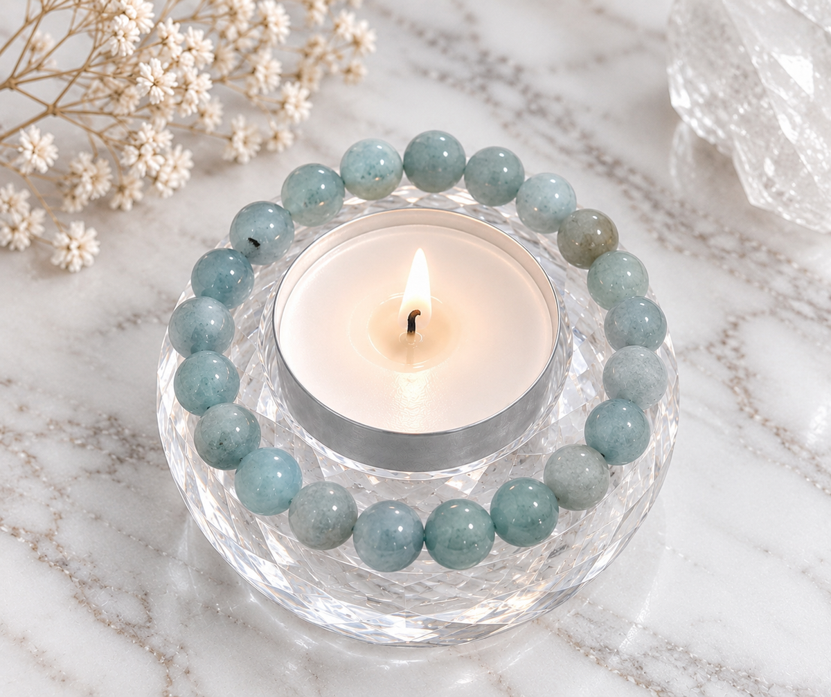 Med Aquamarine Crystal Bracelet