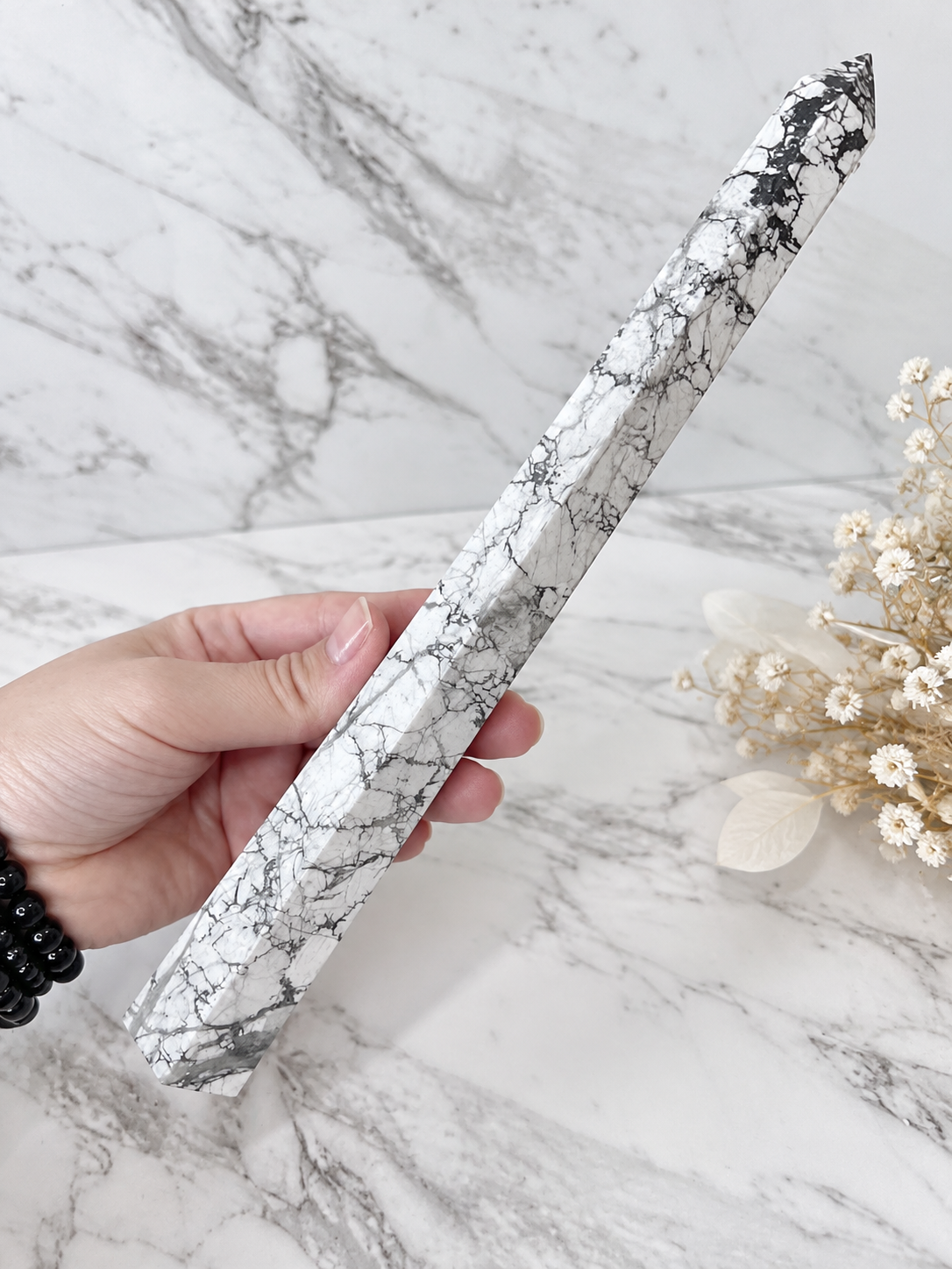 Howlite Crystal Obelisk