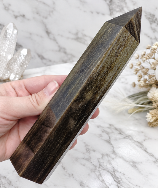 Gold Sheen Obsidian Crystal Tower