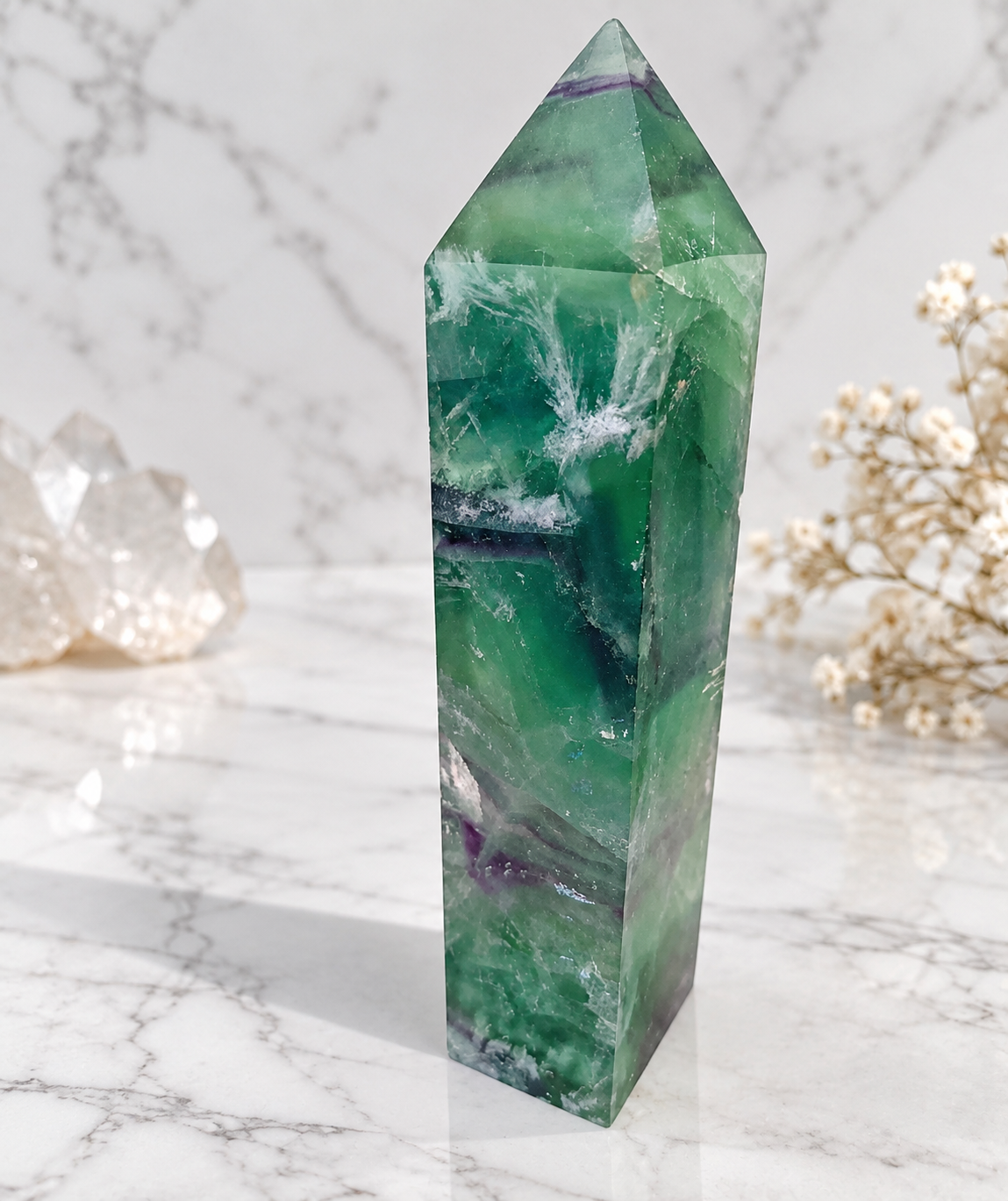 Feather Fluorite Crystal Tower